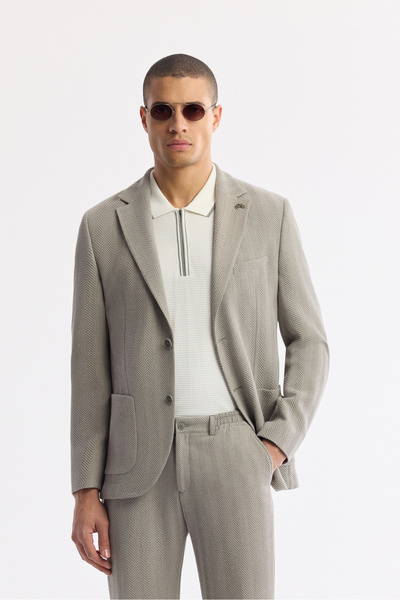 Avva Men's Gray Mono Collar Viscose Blended Lightweight Bi-Stretch Blazer Com...