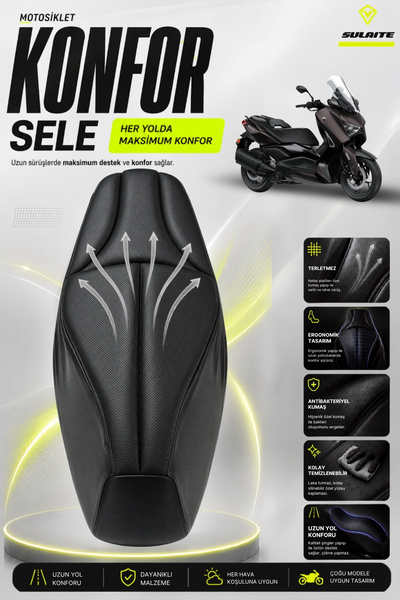 SULAITE Motosiklet Konfor Sele Kılıfı Yamaha XMAX Uyumlu Visco Süngerli Sele ...