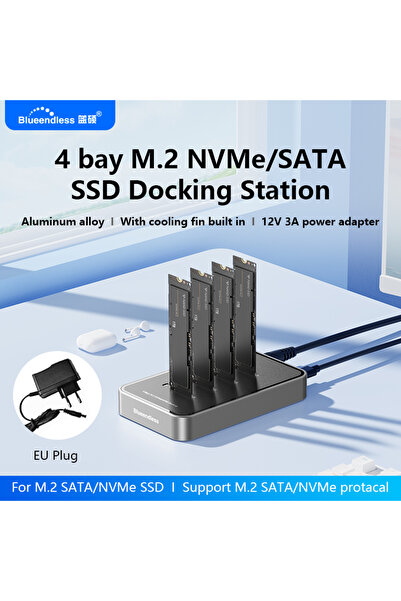 Choice DB2804SNA-EU PLUG Blueendless 4 Bay M.2 NVMe/SATA SSD Docking Station ...