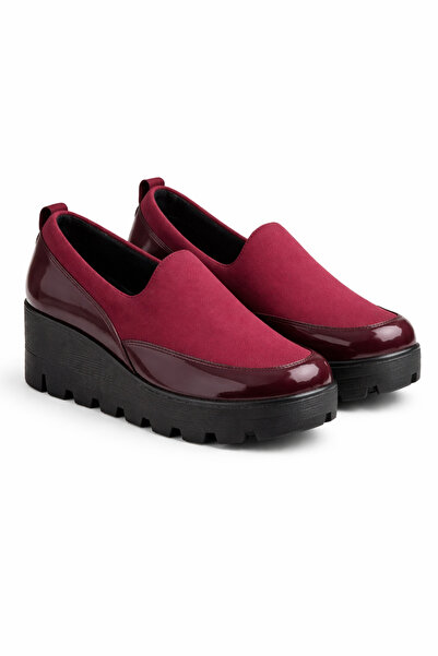 Liarca Burgundy Thick Sole Women's Daily Comfort Shoes – Non-Slip Sole