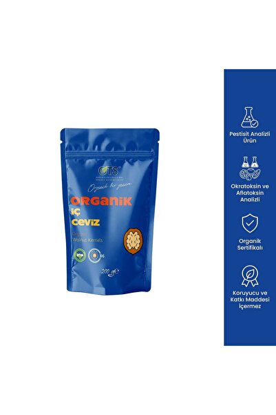 OTS Organik İç Ceviz 200 gr (Organik Sertifikalı, Pestisit Analizli)