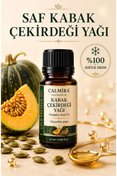CALMİRA Kabak Çekirdeği Yağı 20 ml. | %100 Saf & Soğuk Pres | Pumpkin Seed Oil