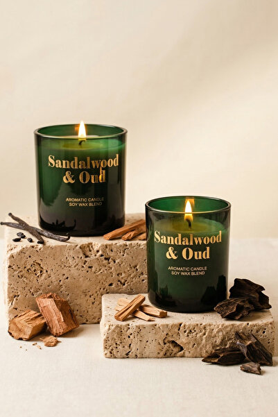 Rakle Glam Sandalwood&Oud Kokulu 2'li Mum Seti Yeşil 120 gr - 200 gr
