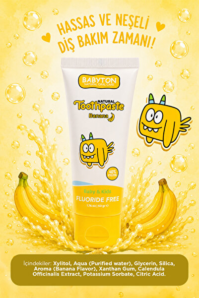 BABYTON Doğal Muz Diş Macunu Florürsüz 50 gr