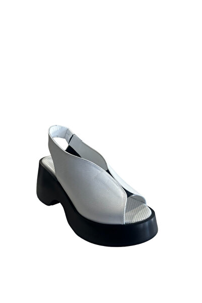 Castle Black 42624 حذاء نسائي صيفي جلد طبيعي أبيض