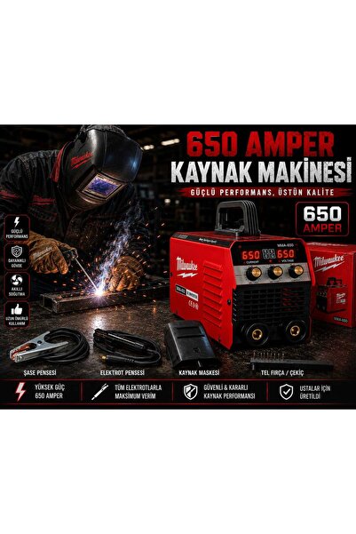 Milwaukee 650 Amper İnverter Kaynak Makinesi 2 Dijital Göstergeli 7/24 Kullan...
