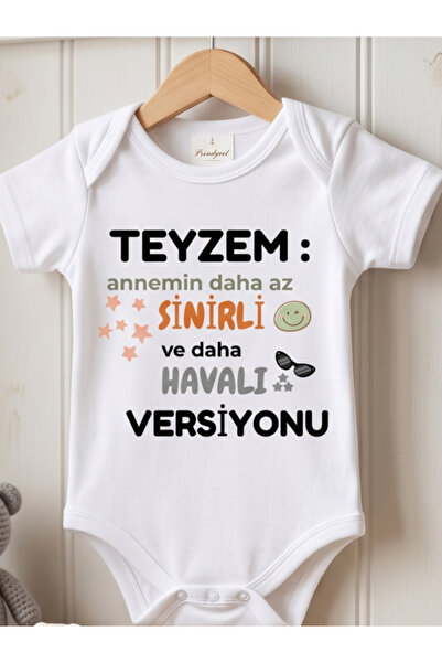EGGBABY بدلة أطفال مطبوع عليها عبارة 'Teyze' بتصميم مضحك، مصنوعة من قماش 100%...