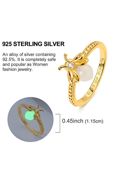 Choice 6 KTR188-GD Ring 925 Sterling Silver Sparkling Gold Heart Star Moon Ch...