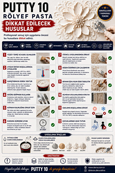DECOS Putty 10 - Klasik Rölyef Pasta 4 KG – Modelleme ve Doku Macunu – Stencil, Kabartma ve Dekoratif Sanat Pastası