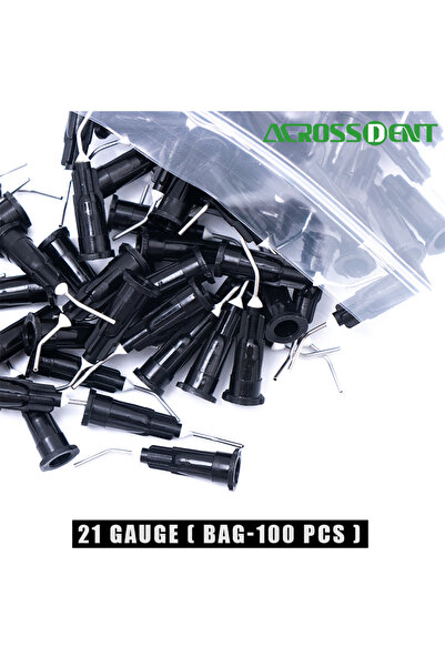 Choice3 21G Black 100 Pcs Pre Bent Dispensing Tip Etchant Resin Flow Composit...