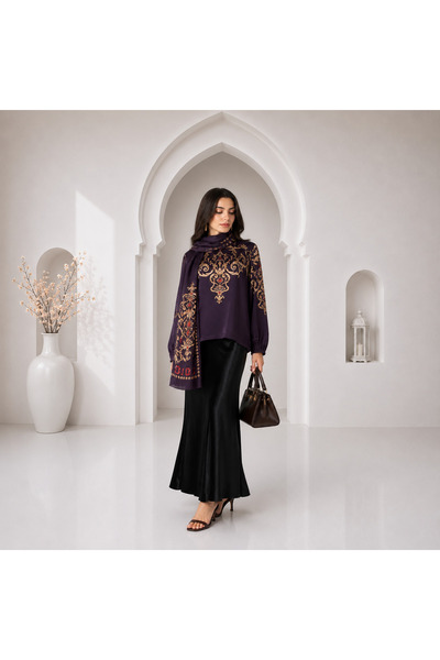 Muslima Wear Majesty Koyu Bordo Bluz
