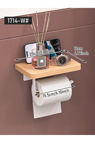 Choice 1714W Creative Solid Wood Tissue Holder for Bathroom Storage, Wall Mou...