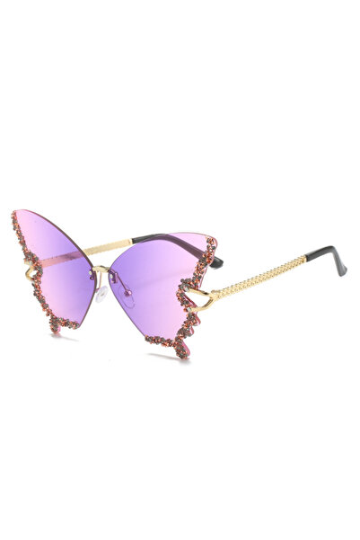 Choice4 Gold Purple Luxury Party Sunglasses Women Butterfly Diamond Rhineston...
