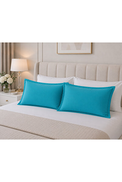 Liz Line Set doua huse perna, bumbac ranforce, culoare turcoaz"Monocrom" 50/70cm