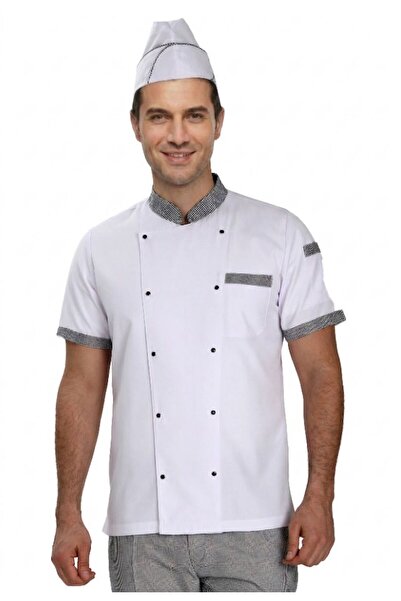 SAYGINLAR İŞ TEKSTİLİ Short Sleeve Jacket with Cook Garnish