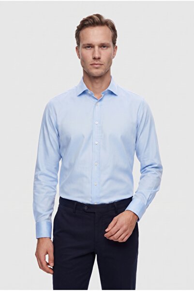 D'S Damat Ds Damat Regular Fit Blue Plain Shirt