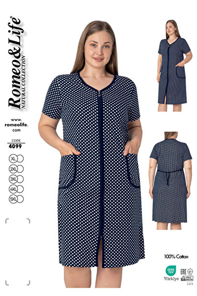ROMEO LİFE Women's Plus Size 100% Cotton Combed Fabric Zippered Summer Dress ...