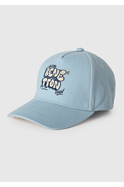 United Colors of Benetton Boy's Ice Blue Contrast Visor Cap with Embroidery o...