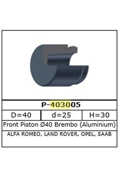 FPR Fren Kaliper Pistonu Arka Alfa Romeo, Fiat, Honda, Citroen, Land Rover, Mercedes, Opel, Renault