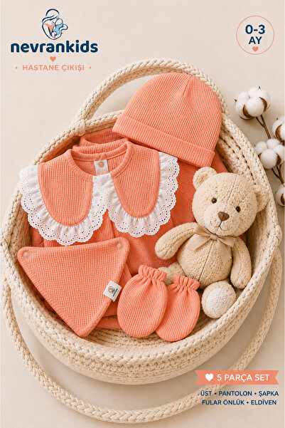 nevrankids طقم خروج من المستشفى للبنات حديثات الولادة، 5 قطع، بتطريز Eyelet، ...