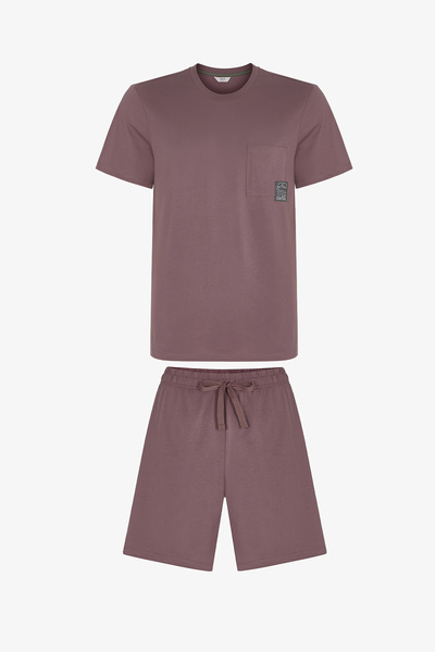 Penti Men's Brown Woodland Earth Short Sleeve Shorts Pajama Set
