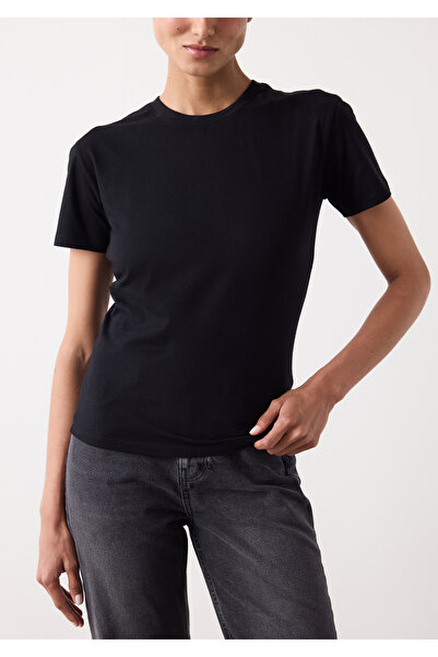 Penti Siyah Basic Slim Fit Kısa Kollu Tişört