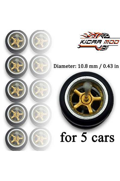 Choice9 MMW158 1/64 Wheels with Fixed Tires Five Spoke 2 for Toy Model Diecas...