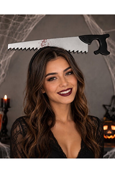 PARTİPORT Halloween Bloody Saw Crown Horror Party Accessory Halloween Hair Cr...