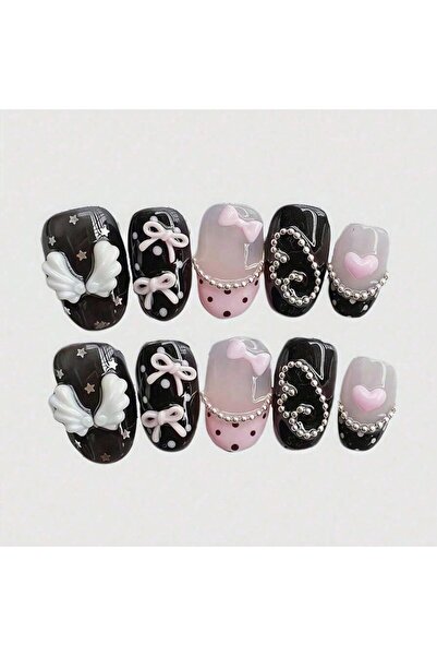 Choice ATDX-S 10pcs Pure Hand Pressed Short Circular Nail Art, Beautiful Fake...