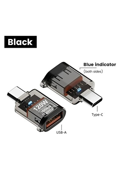 Choice محول أسود من النوع C ذكر إلى USB 3.2 إلى النوع C OTG شحن سريع 120 واط ...