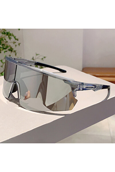 Choice ONE SIZE Silver Mirror Oversized Fashion Cycling Sunglasses Anti Wind ...