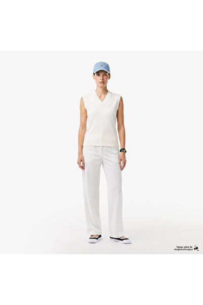 Lacoste Kadın Relaxed Fit Beyaz Pantolon