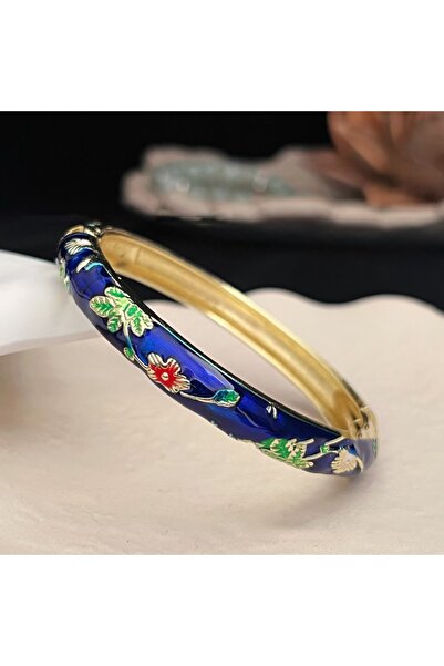 Choice7 58-60mm Blue Zinc Plated Enamel Chinese Cloisonne Bracelet Double Ban...