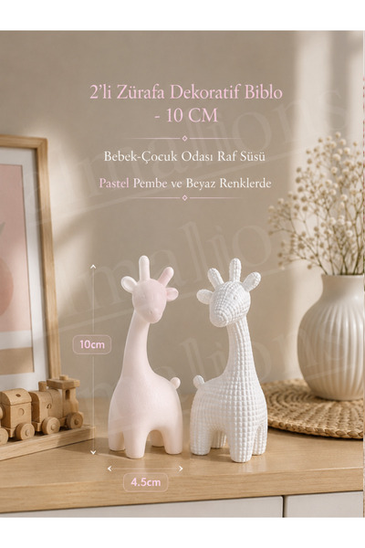 2'li Dekoratif Zürafa Biblo – Bebek & Çocuk Odası Raf Süsü 10 CM