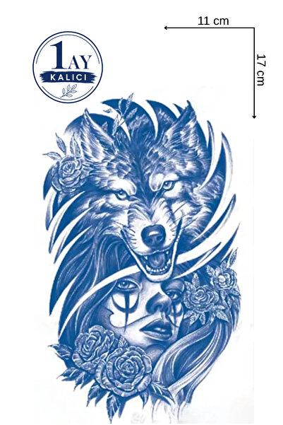 Barly 30 Gün / 1 Ay Kalıcı Kurt Figürlü Geçici Dövme Tattoo