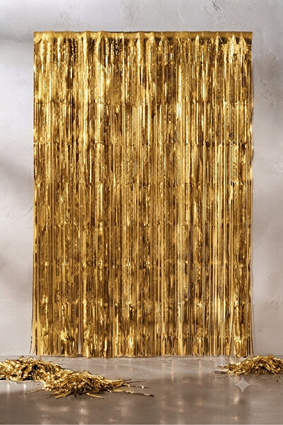 Deniz Party Store Gold Renk Metalize Fon Perde Duvar Perdesi 90X200 CM