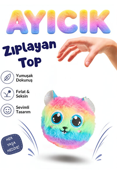KentOyuncaK Zıplayan Peluş Top Oyuncak - Sevimli Ayıcık Seken Peluş Hayvan - ...