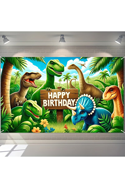 choice2 150x110cm MULTI Dinosaur Jungle Birthday Party Backdrop Polyester Pho...