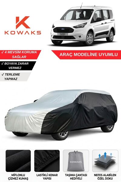 KOWAKS Ford Tourneo Connect Oto Branda, Araba Brandası, Siyah-Gri