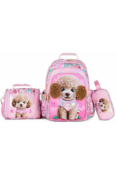 Chimola Poodle 3'lü Okul Çanta Seti | 16" Sırt Çantası + Beslenme Çantası + K...