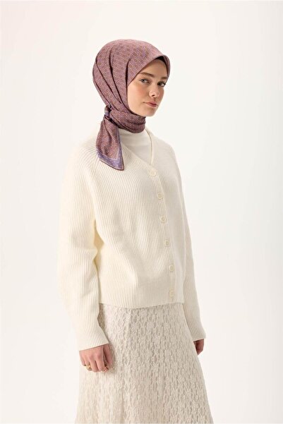 Silk Home Thin Cotton Soft Scarf Violet-Brown Mink Patterned Non-Slip Texture...