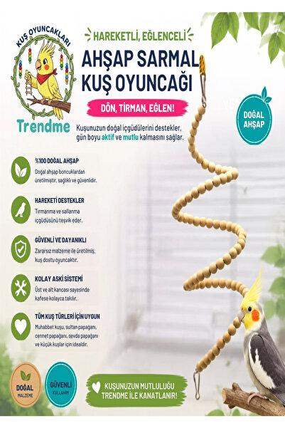 UniqBirdToys Flexible Bird Climbing Toy with Wooden Beads
