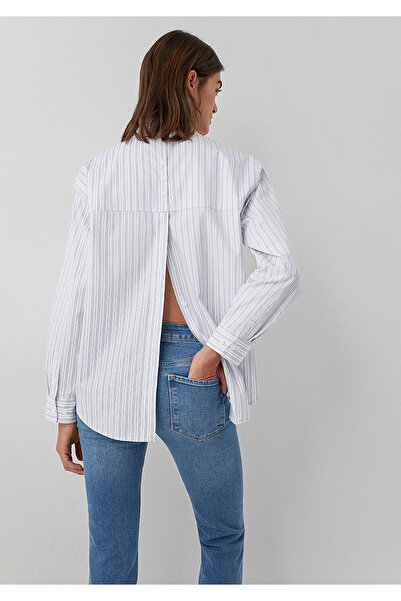 Mavi Çizgili Gömlek Oversize / Geniş Kesim 1211557-91625