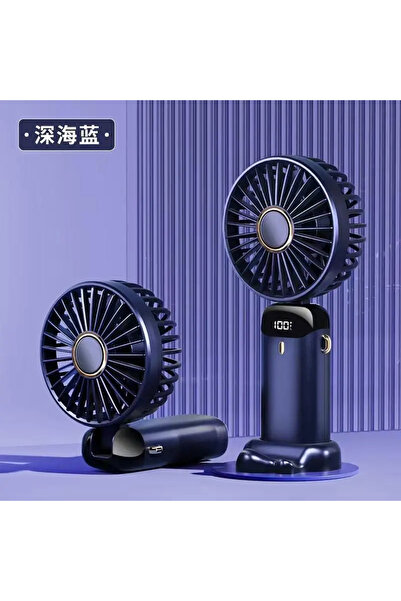 Choice Blue Mini Handheld Fan Foldable Neck Hanging Fan 5 Speed USB Rechargea...