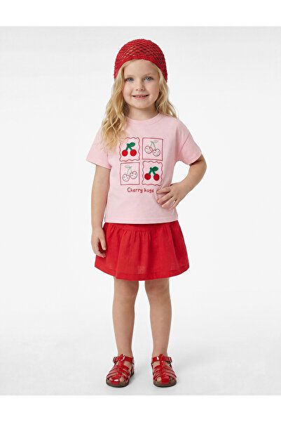 Koton Cotton Short Sleeve Crew Neck Cherry Printed T-Shirt