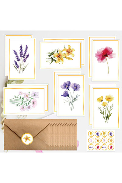 Choice1 12PCS 6/12 Pack Blank Greet Cards, Elegant Gold Foil Blank Note Cards...