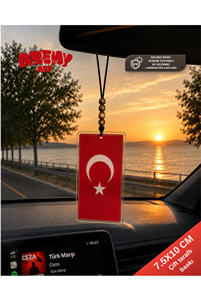 Fotoğraflı Türk Bayraklı Araba Süsü, Kişiye Özel, Solmaz Çift Taraflı Baskı, Sevgiliye hediye