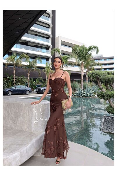 ESRAHELVACI Eh Collection Strap Flower Embroidered Tulle Dress