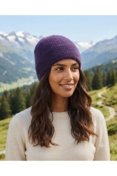 Fonem Unisex Yusa Beanie Fo 2780 Dark Purple Durable Woven, Plain Patterned, ...