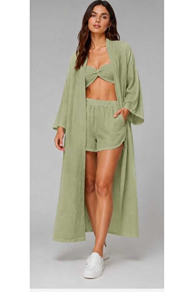 estewoman Muslină 100% bumbac Kimono lung și caftan Set 3 piese
